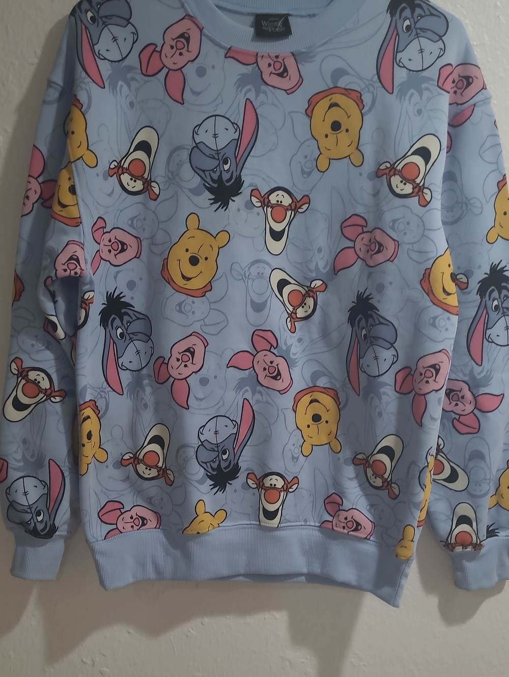 Disney Light Blue Winnie the Pooh Character Crewneck Sweatshirt